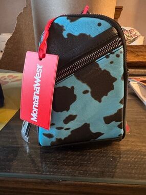 Montana West Turquoise & Black Cowhide-Print Belt Bag